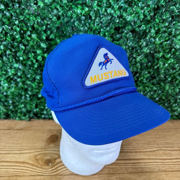 Vintage Mustang Made In Korea Adult Snapback Hat Blue Headwear Cap Rope - Picture 5 of 7